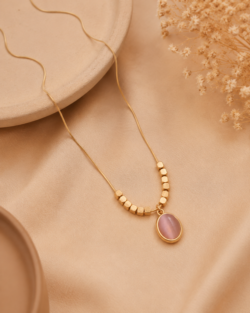 Golden Bead Pendant Necklace